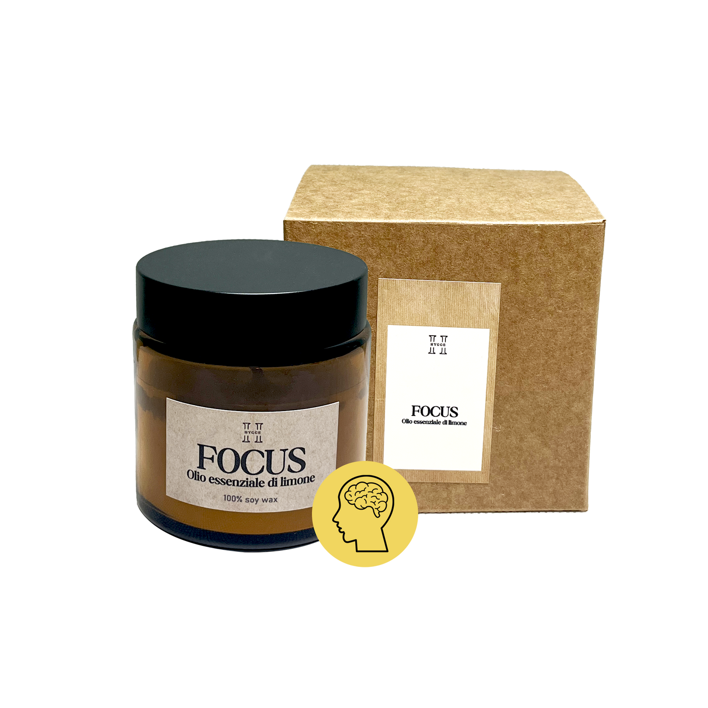 Candela Focus con olio essenziale di limone, ideale per la concentrazione