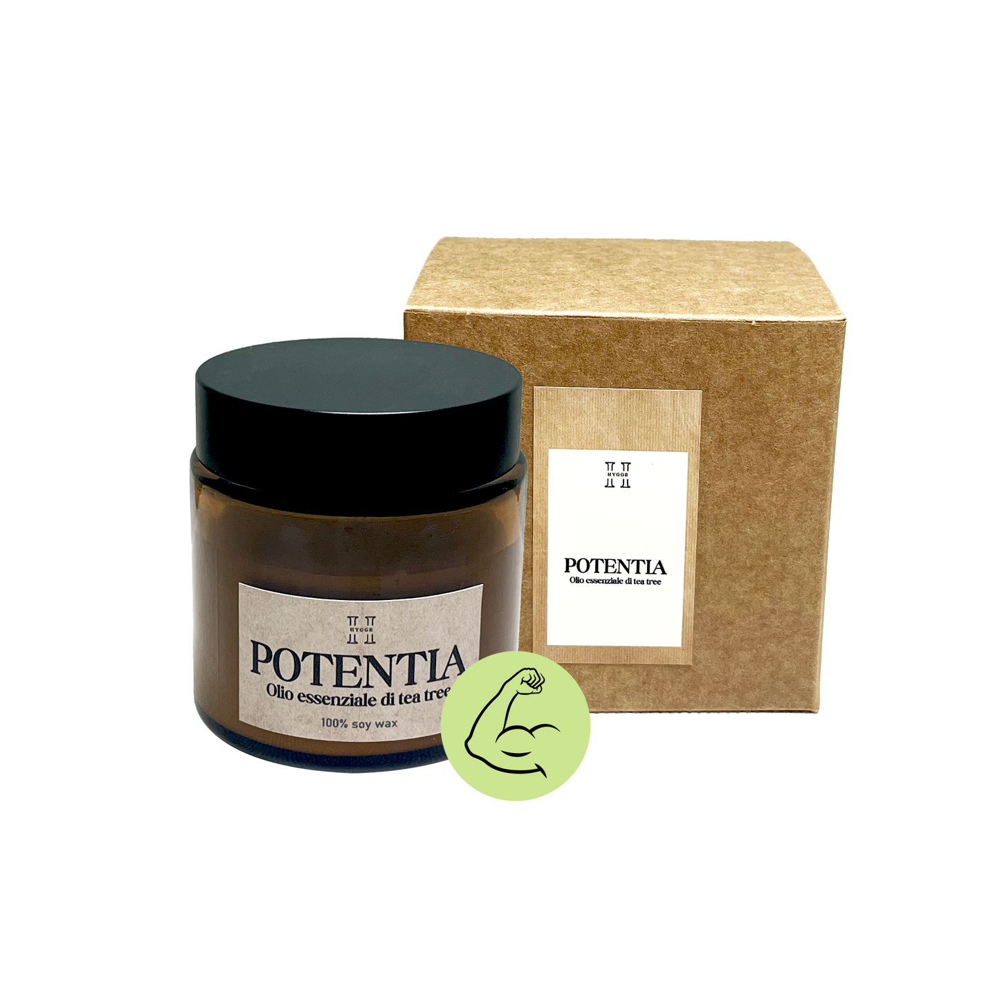 Candela Potentia con olio essenziale di Tea tree , ideale per darsi la carica giusta 