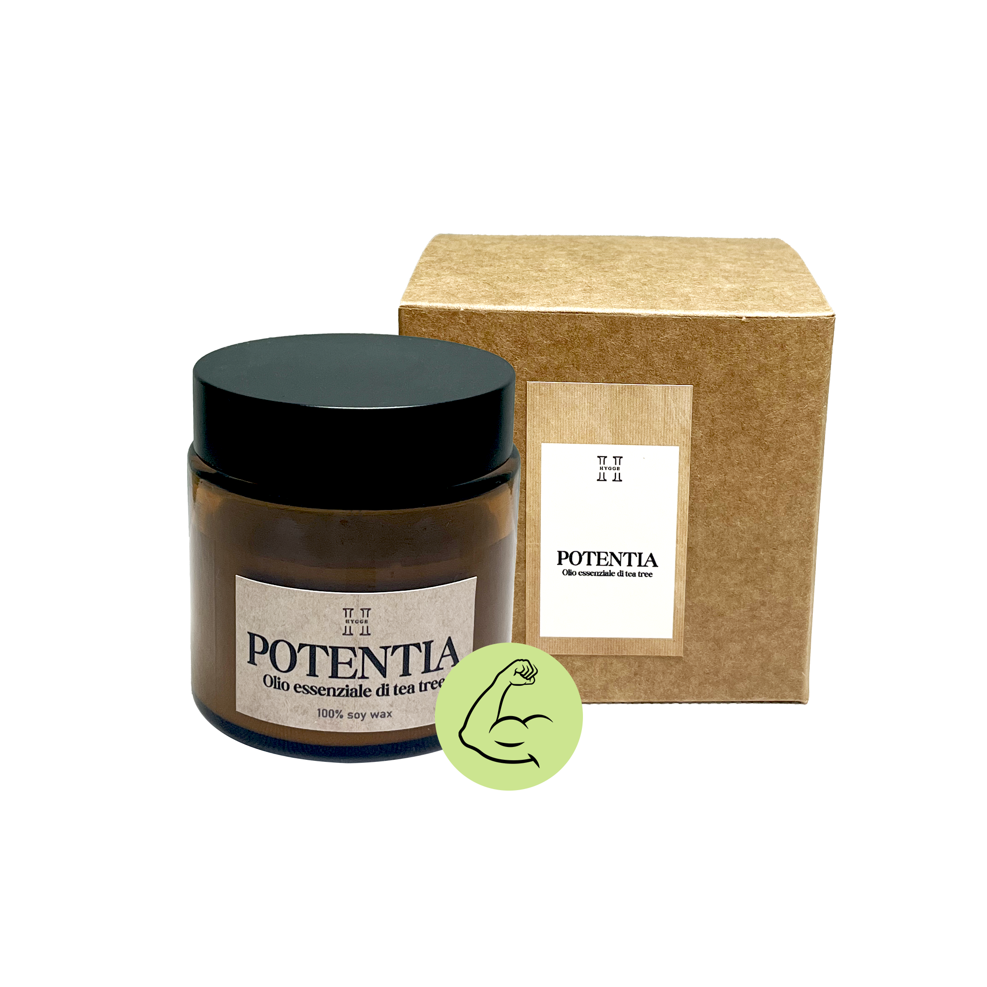 Candela Potentia con olio essenziale di Tea tree , ideale per darsi la carica giusta 