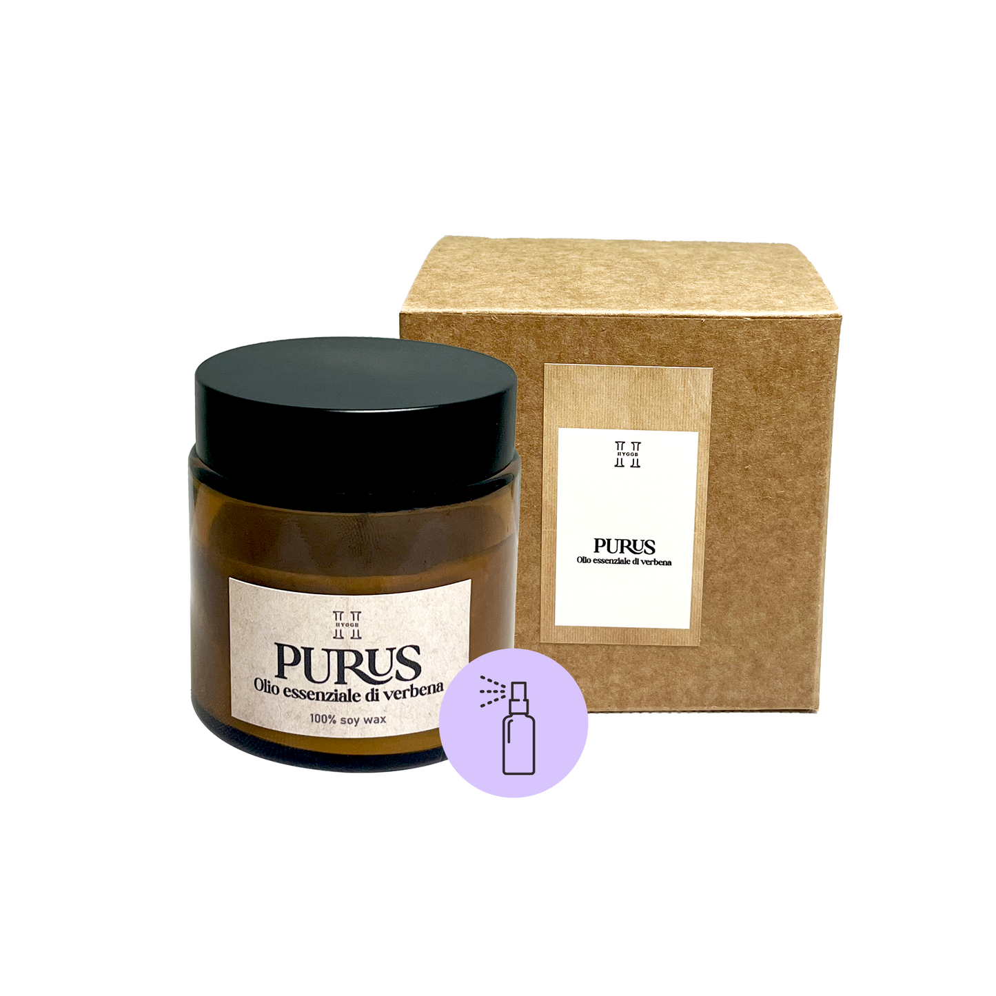 Candela Purus con olio essenziale di verbena , ideale per purificare il tuo ambiente 