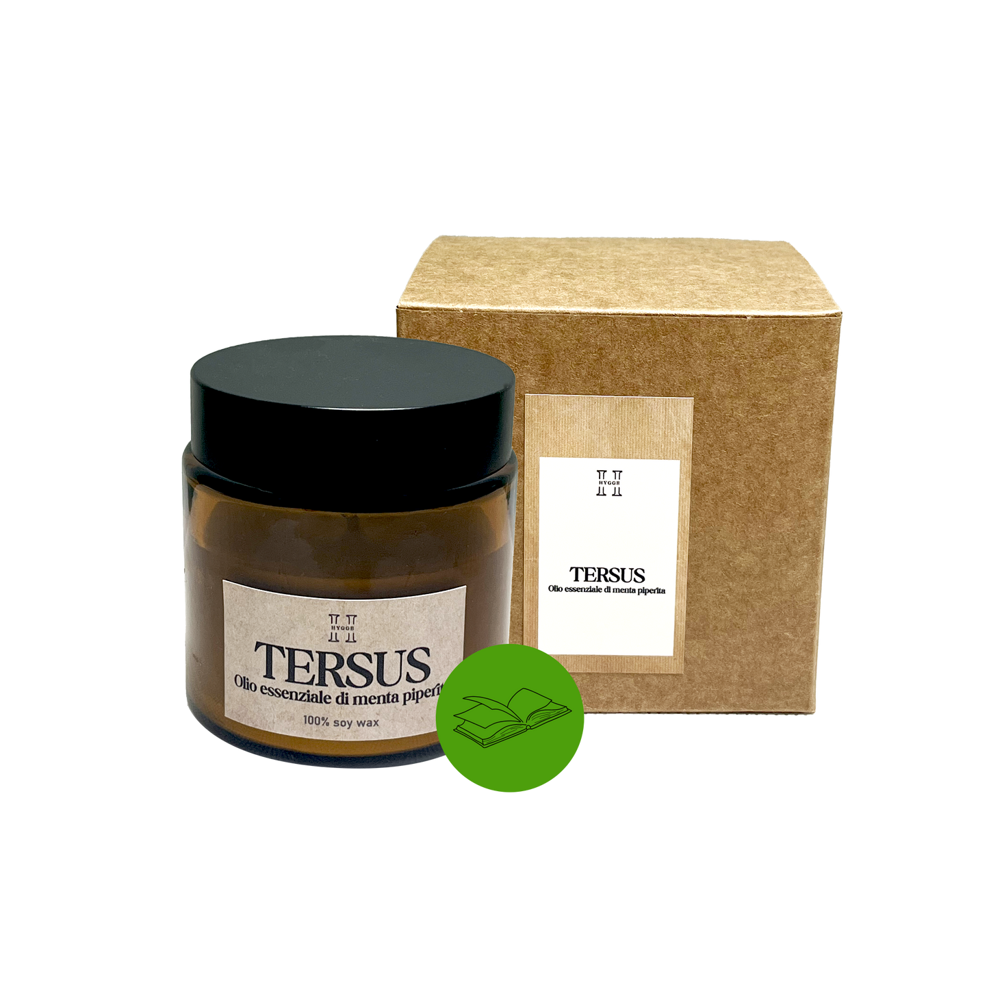 Candela Tersus con olio essenziale di menta piperita , ideale mentre si legge un bel libro o quando si vuole staccare un po’ la mente 