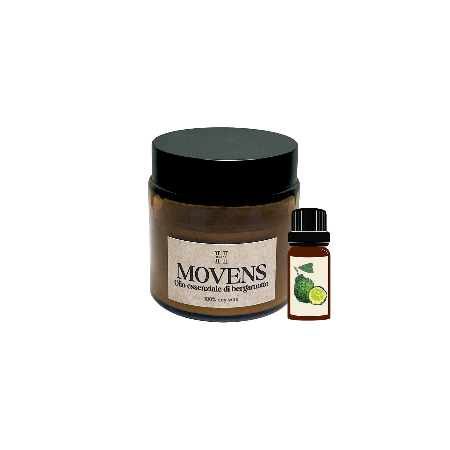Candela movens con olio essenziale di bergamotto