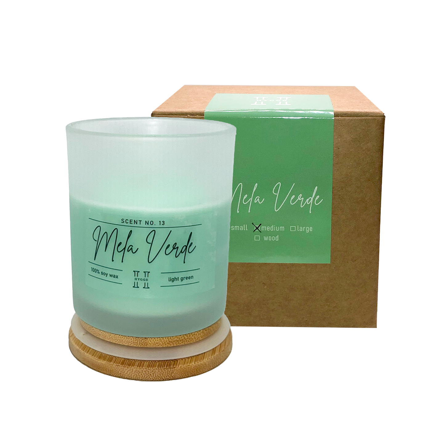 candela profumata verde al profumo di mela verde, dettaglio della scatola