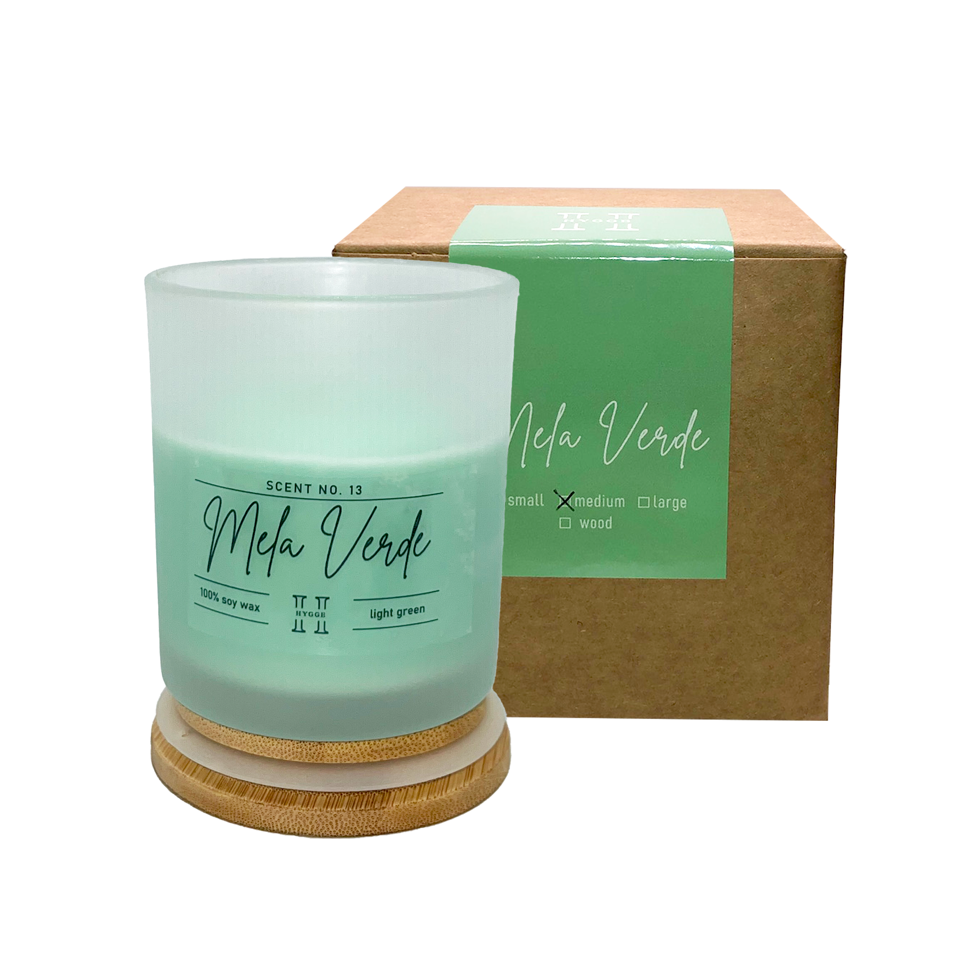 candela profumata verde al profumo di mela verde, dettaglio della scatola