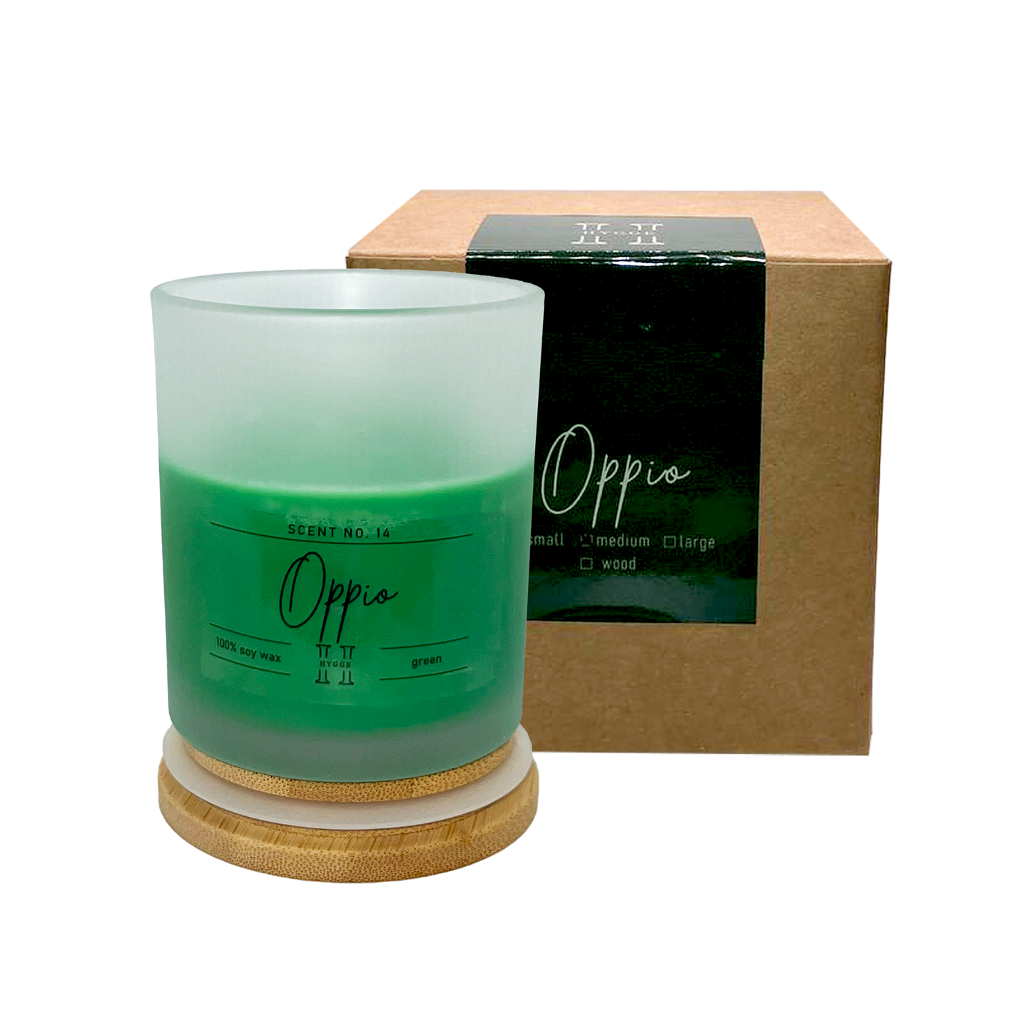 candela profumata verde al profumo di oppio, dettaglio della scatola