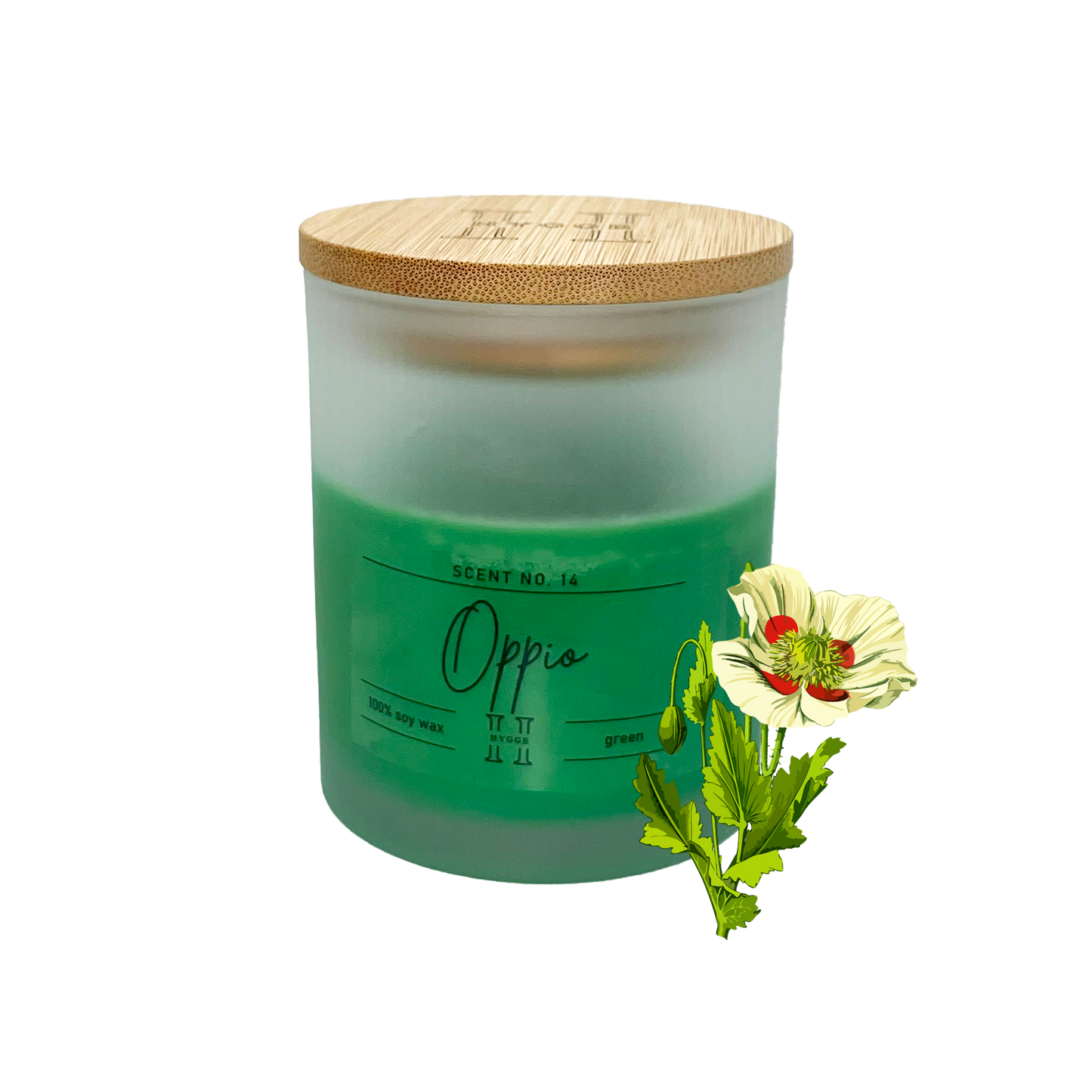 candela profumata verde al profumo di oppio, dettaglio della fragranza