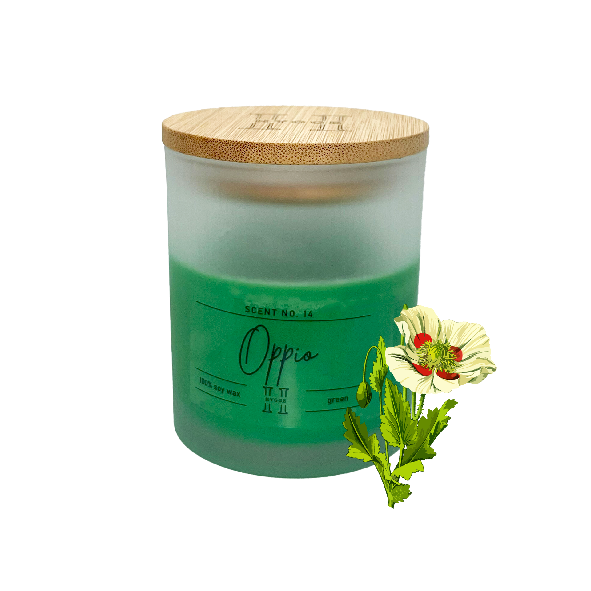 candela profumata verde al profumo di oppio, dettaglio della fragranza